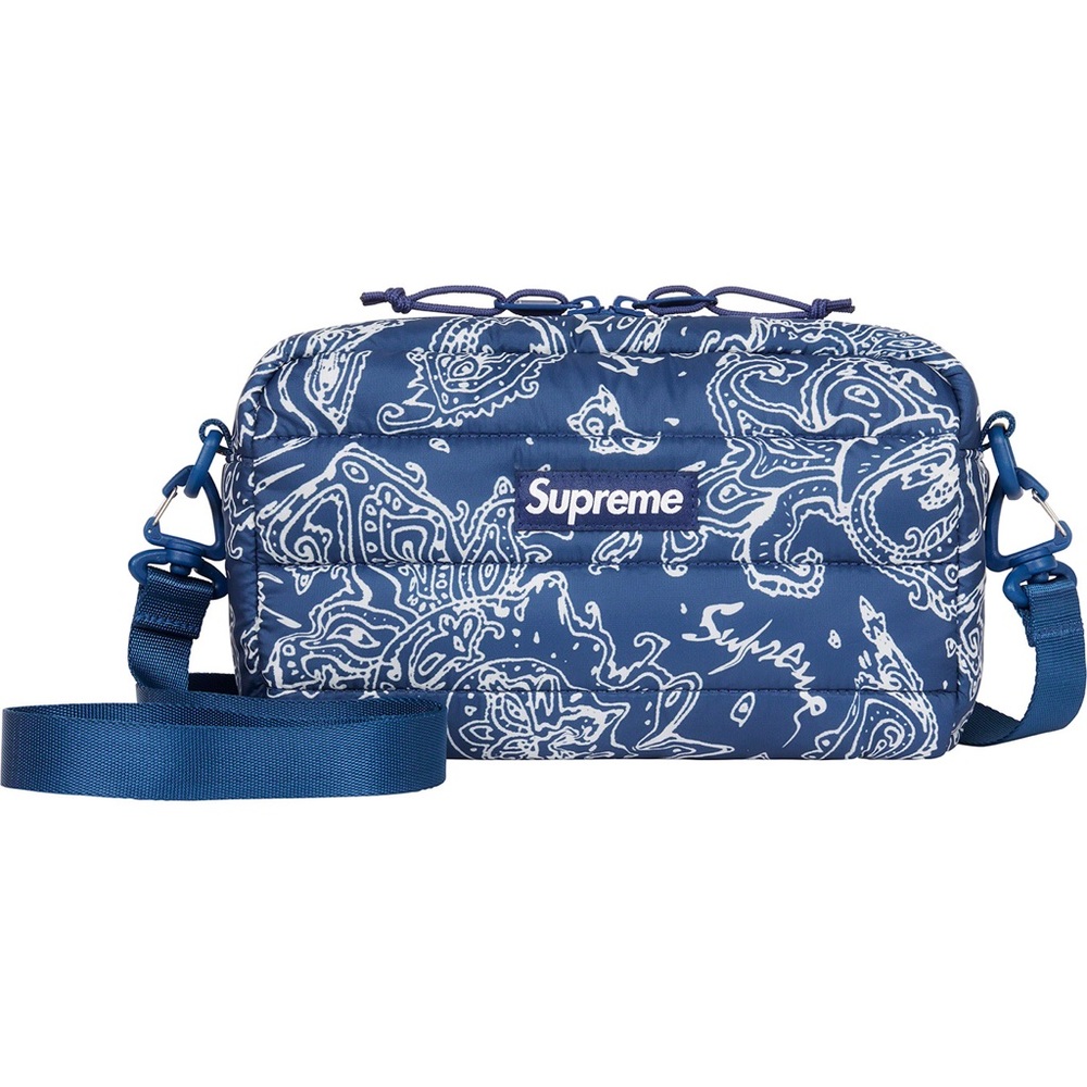 Supreme Puffer Side Bag Blue Paisley FW22 Waterproof